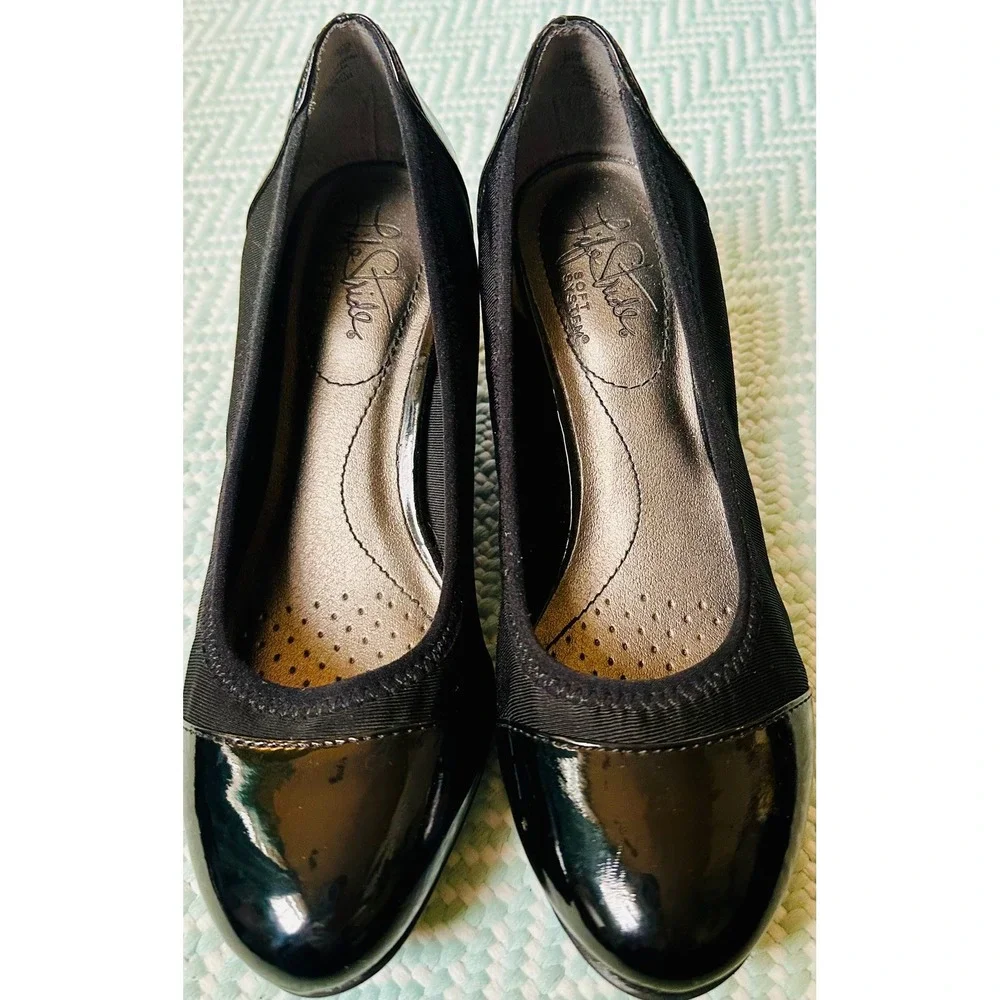 LifeStride Wedge Heels Black Patent Comfort Shoes Womens Size 8M